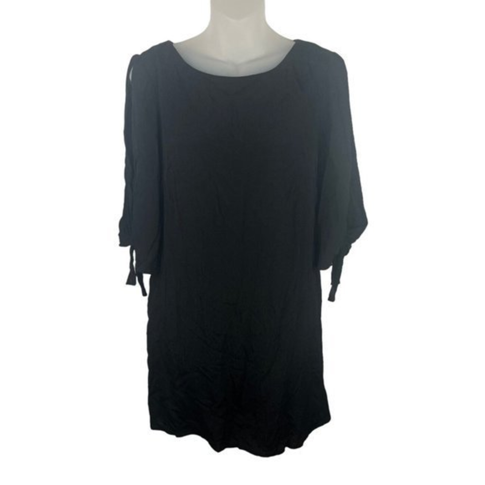 Aakaa Black Shirt‎ Dress Women’s Size Medium Light Sheer Open Arms New With Tags